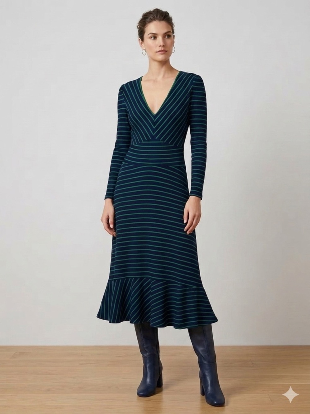 Maeve by Anthropologie Striped Knit Midi Dress 💙💚